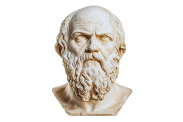 Ancient Greek Philosopher Bust Detailed Marble Sculpture of a Bearded Man's Head and Shoulders