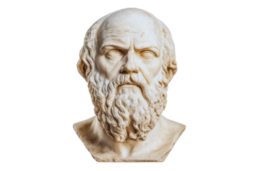 Ancient Greek Philosopher Bust Detailed Marble Sculpture of a Bearded Man's Head and Shoulders
