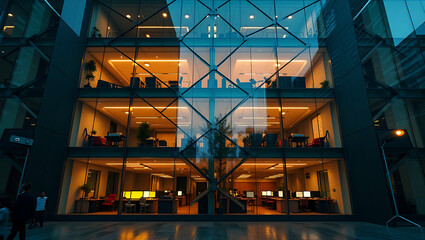 abstract architecture and Modern architecture business building abstract curve line details steel facade background .