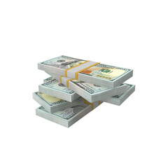 Transparent PNG 3D render of 100 dollar banknotes with realistic textures and lighting. Isolated on alpha background, ideal for finance, design, marketing, and visual presentations.