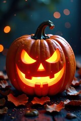 Fototapeta premium Pumpkin lit from within by soft ethereal glow, pumpkin, eerie ambiance