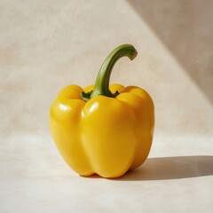 Vibrant Yellow Bell Pepper with Green Stem