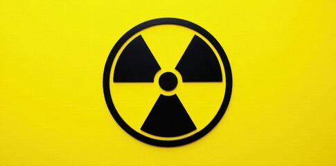 Obraz premium Radioactive symbol with black outline over yellow background, warning symbol, hazardous material
