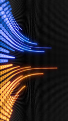 Flow Particles. Big Data, Digital Neural Network, Ai Concept Background- 3d illustration
