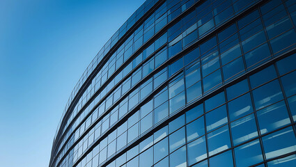 Obraz premium Modern Office Architecture and abstract architecture in business building abstract curve line details steel facade background .