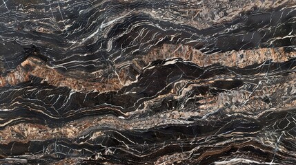 Fototapeta premium Close-up of opulent luxury black marble texture featuring deep natural veining and glossy polished finish, perfect for high-end interior design, architectural elements, and premium decorative surfaces