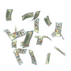Transparent PNG 3D render of 100 dollar banknotes with realistic textures and lighting. Isolated on alpha background, ideal for finance, design, marketing, and visual presentations.