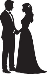 silhouette of bride and groom