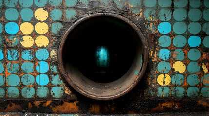 Mysterious Portal: A Circular Gateway to Unknown Depths with Textured Walls