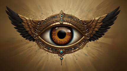 Majestic Eye of Horus Art Gold Wings Digital Painting
,generative.ai