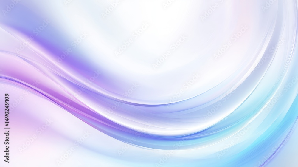 Poster abstract background with blue and purple curves and glass spiral on white gradient, soft light and r