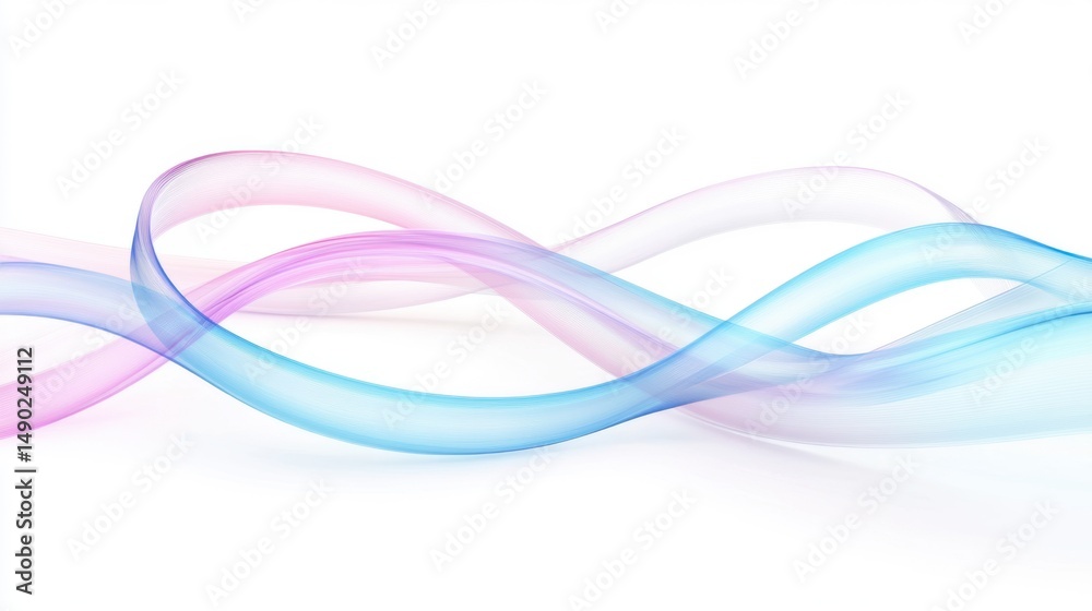 Poster abstract background with glass ring, pastel swirls in pink and blue, soft light effect and copy spac
