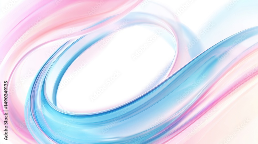 Aufkleber Curved shapes and transparent glass-like forms in a high-resolution pastel composition. Perfect for modern design backdrops.