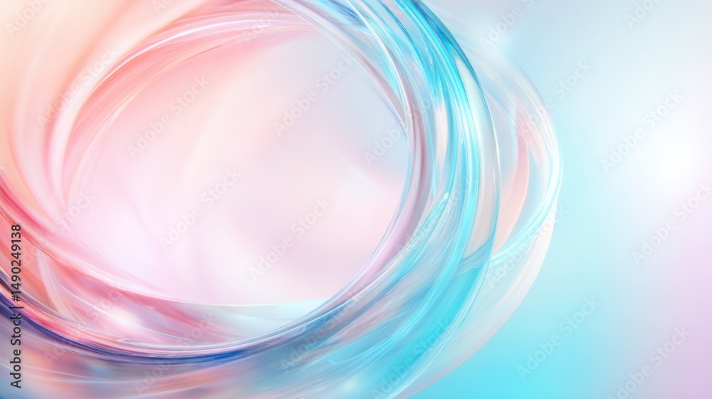 Aufkleber Blue and pink flowing swirls in 3D abstract ring form, isolated on white with soft lighting. Ideal for elegant minimalist visuals.
