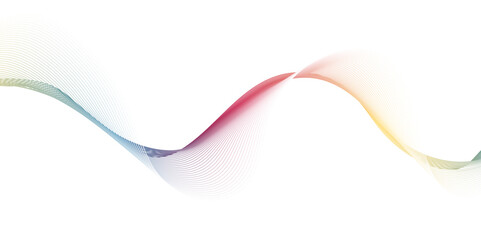 Abstrac smooth  colorfu glowing wave curved lines on a white background. Design used for banner, creating a modern technology background , template, science, business and many more.