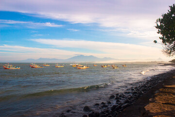 beautiful morning view indonesia panorama landscape beach with beauty color and sky natural light