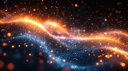 Fototapeta premium Abstract Cosmic Dust: A Symphony of Orange and Blue