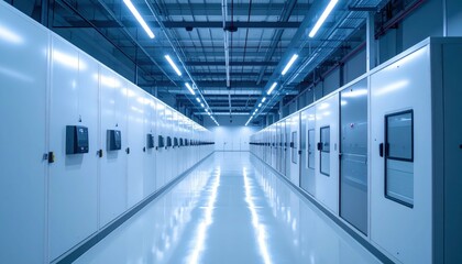Fototapeta premium Functional Refrigerated Warehouse with Security Cameras and Lighting
