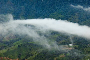 House elevated high up in the Mountains in Colombia