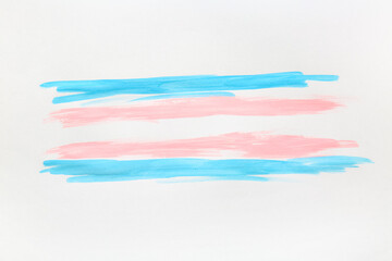 Transgender flag made of paint strokes on white background