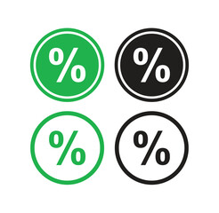 Percentage Icons in Green and Black Circles