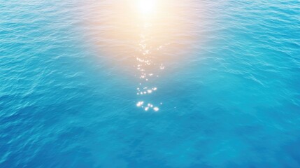 Sunlight reflection on turquoise ocean water surface aerial view
