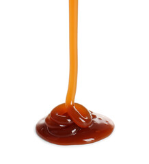 Pouring of shower gel on white background