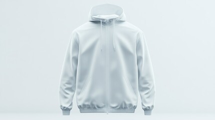 Light gray zip up hoodie mockup minimalist apparel design smooth fabric texture