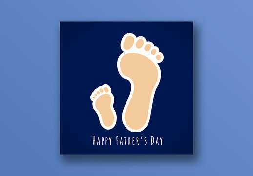 Happy Father&rsquo;s Day Editable Social Media Post with Sticker Style Father and Child Footprints.