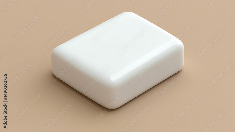 Fototapete simple white rectangular block on neutral background minimalist design element