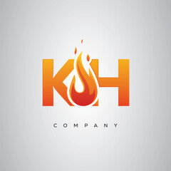 KH Creative Fire Letter Logo Design