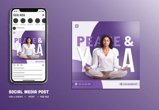 International Yoga Day Editable Social Media Post with Woman Meditating to Promote Wellness, Mindfulness and Healthy Living.