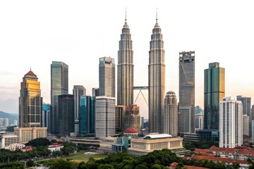 Fototapeta premium Iconic Skyline of Kuala Lumpur with Twin Towers at Sunset