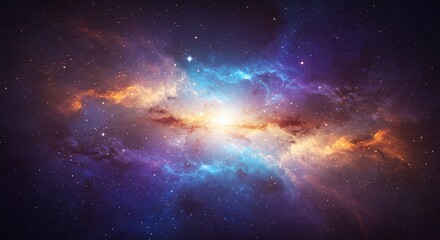 Obraz premium Vibrant Cosmic Nebula with Brilliant Light and Starry Background