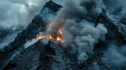 Volcanic eruption mountain landscape