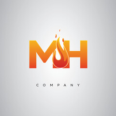 MH Creative Fire Letter Logo Design