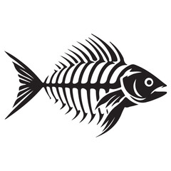 fish skeleton vector, silhouette of fish skeleton . illustration EPS 10.