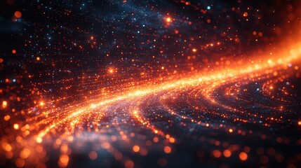 Fototapeta premium Cosmic Nebula: A Celestial Tapestry of Orange and Blue