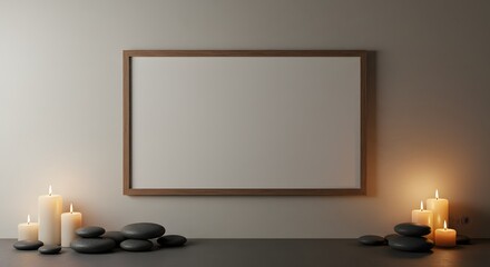 Serene Spa Mockup Blank Canvas with Candles and Stones