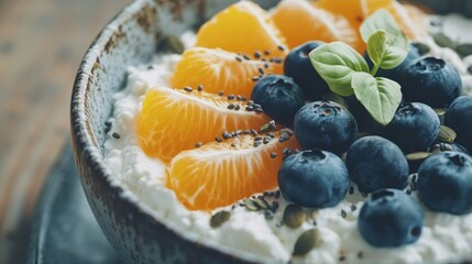Yogurt parfait with orange and blueberry