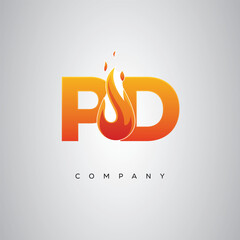 Fototapeta premium PD Creative Fire Letter Logo Design