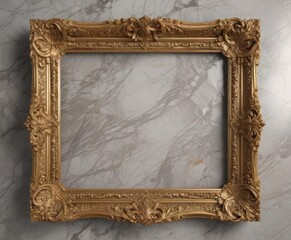 Ornate gold frame on veined marble, intricate carvings ,  luxury,  modern,  macro