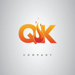 QK Creative Fire Letter Logo Design