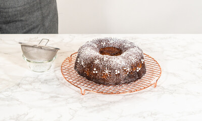 Gingerbread Bundt Cake With Caramel Cooling