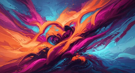 Abstract colorful brushstrokes painting