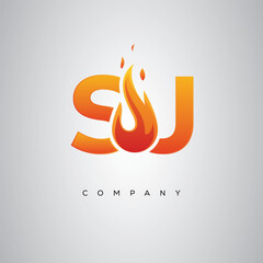 SJ Creative Fire Letter Logo Design
