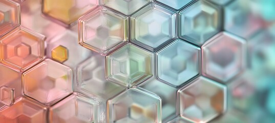 Layered transparent hexagons with subtle pastel blending
