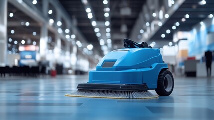 Obraz premium Floor scrubber on standby at service corridor in a convention center