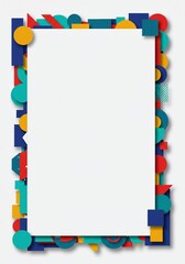 Colorful Geometric Shapes Bordering Blank Space
