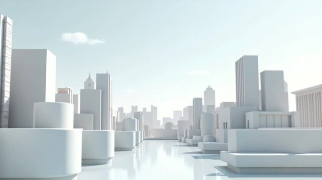 3D view of modern blank space with cityscape background, Corporate Background